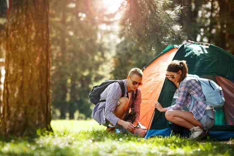 Couple camping